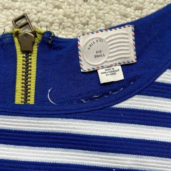Anthropologie Blue & White Striped Back Zip Top Size Small - Picture 5 of 9